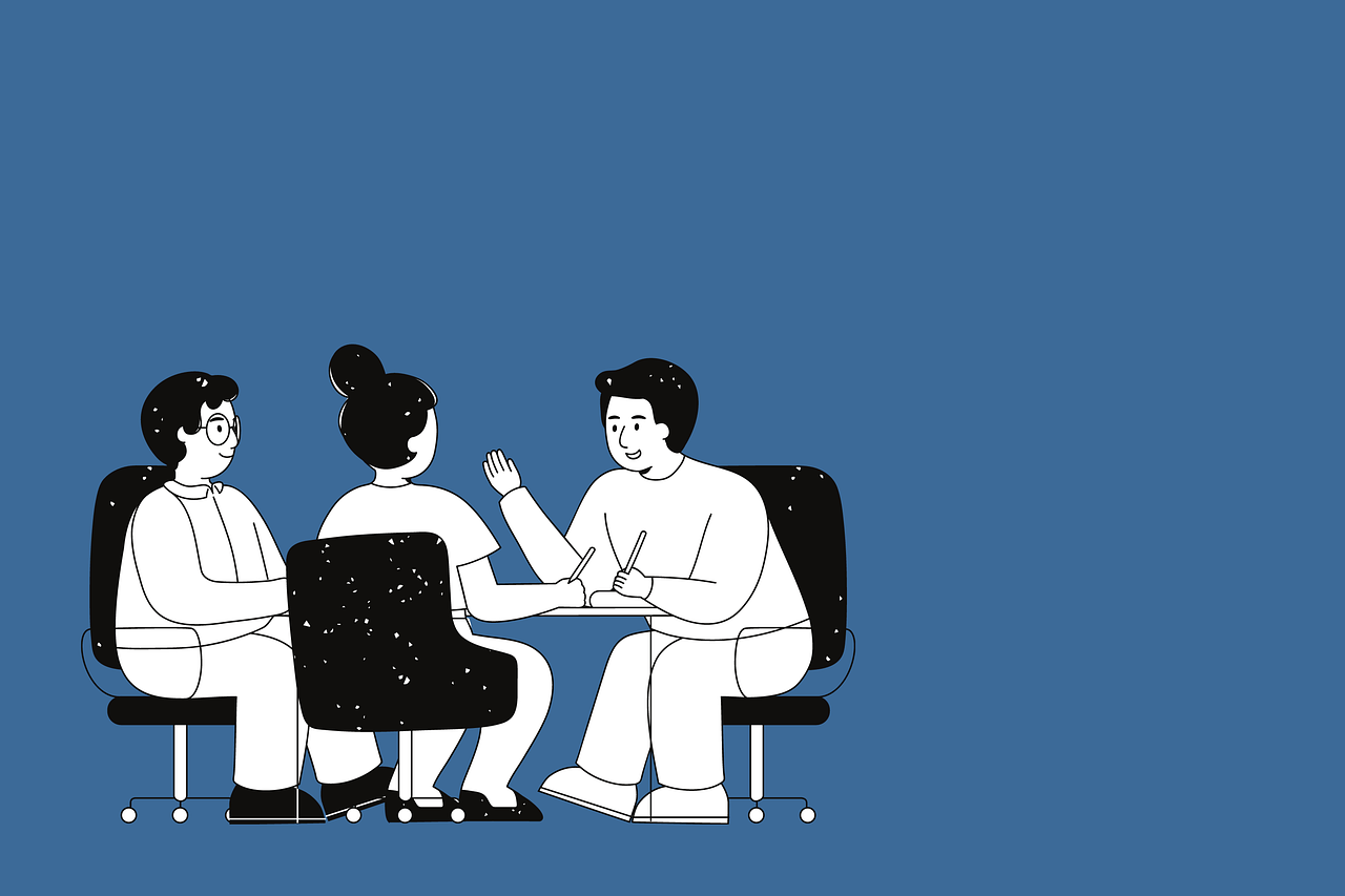ミーティングをするチームのイラスト