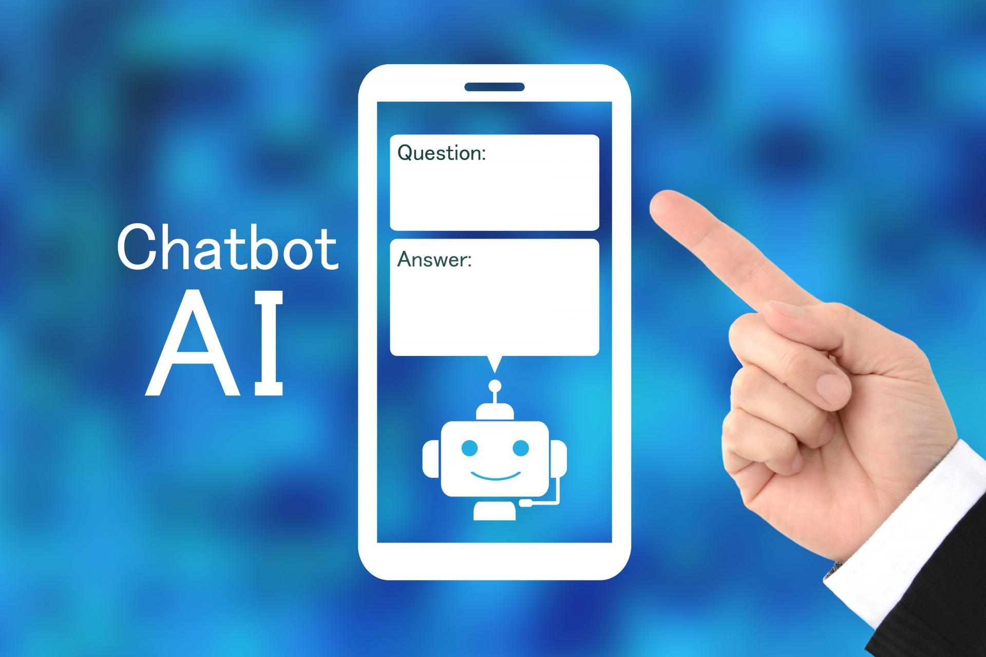 ChatbotAIの文字とスマホイメージ