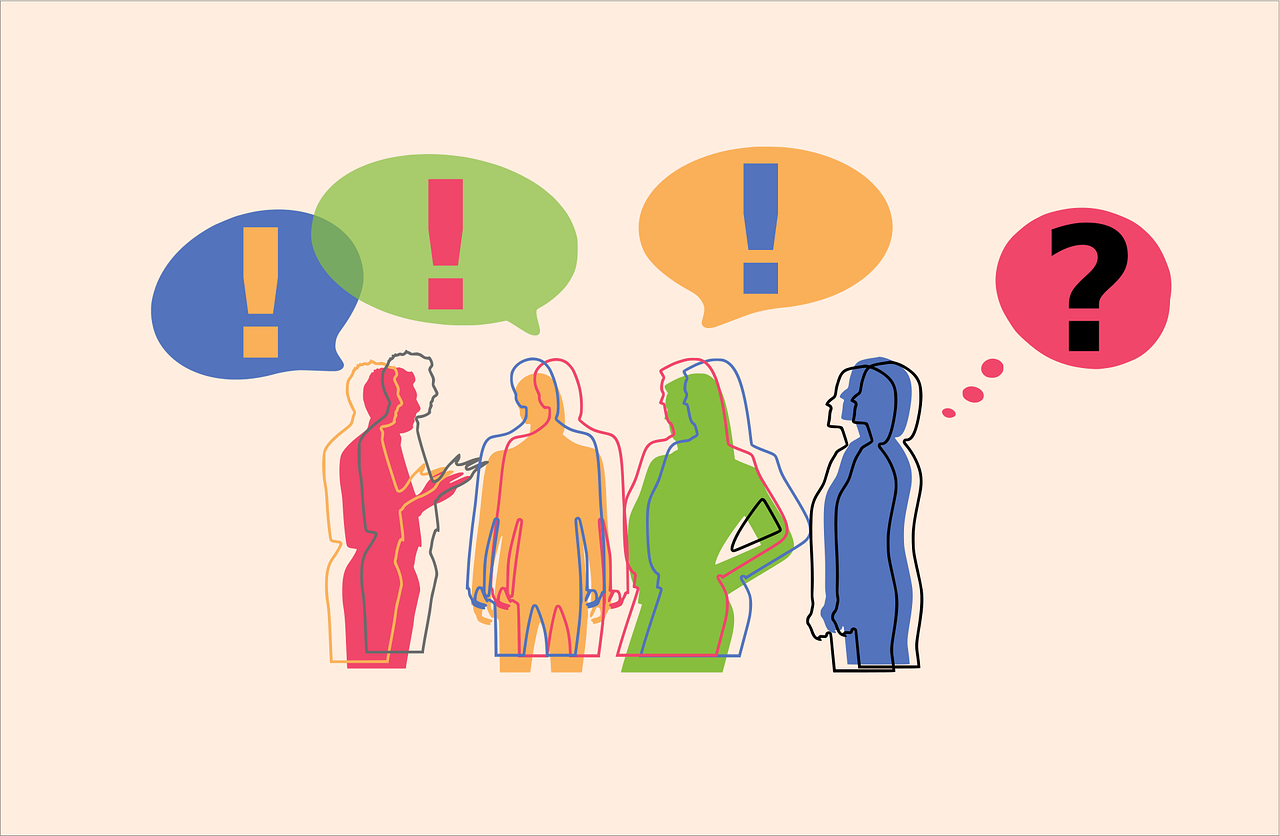 会話する人々のカラフルなシルエット