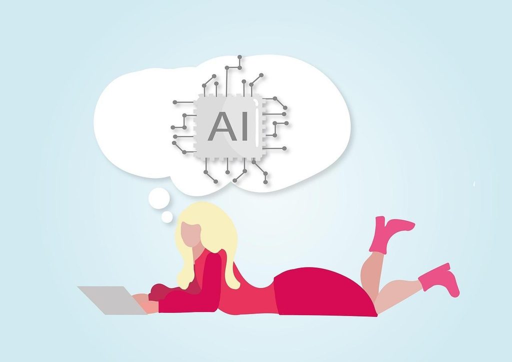 AIチャットを使う女性のイラスト