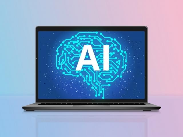 ノートパソコンの画面にAIの文字